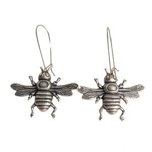 Larissa Loden Bee Earrings Silver Tone Large Statement Earrings NWOT